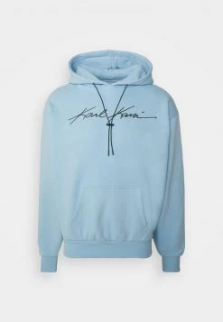 Am billigsten 🤩 Karl Kani AUTOGRAPH HOODIE UNISEX - Kapuzenpullover - Light Blue 😀