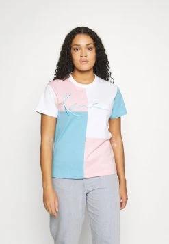 Billig 👏 Karl Kani SIGNATURE BLOCK TEE - T-Shirt Print - Light Blue, Damen ❤️