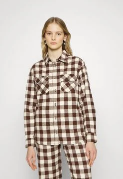 Besorgen ❤️ Karl Kani CHEST SIGNATURE FLANNEL - Hemdbluse - Sand/brown, Damen ⭐