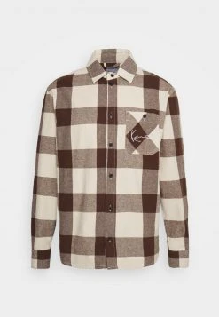 Top 10 😉 Karl Kani CHEST SIGNATURE UNISEX - Hemd - Cream/brown 🎉