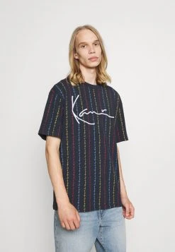 Am billigsten 👏 Karl Kani UNISEX SIGNATURE LOGO PINSTRIPE TEE - T-Shirt Print - Navy 😍