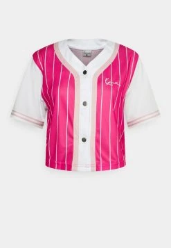Neu 🔔 Karl Kani CHEST SIGNATURE PINSTRIPE ⚾ BASEBALL - Sweatjacke - Pink, Damen 😍