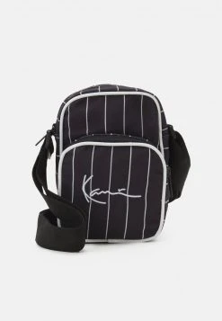 Neu ⭐ Karl Kani SIGNATURE PINSTRIPE MESSENGER BAG UNISEX - Umhängetasche - Black 😉