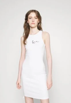 Aktion ❤️ Karl Kani SMALL SIGNATURE GATHERED DRESS - Etuikleid - White, Damen ⭐