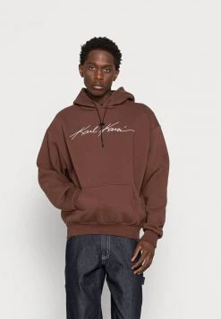 Billig 🥰 Karl Kani AUTOGRAPH HOODIE UNISEX - Kapuzenpullover - Brown 🔥