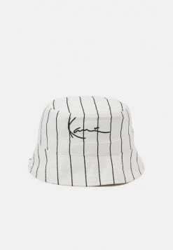 Neu 🥰 Karl Kani SIGNATURE PINSTRIPE BUCKET HAT UNISEX - Hut - White ⭐