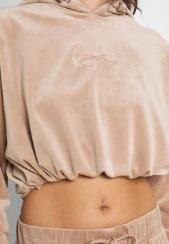 Aktion ⌛ Karl Kani SMALL SIGNATURE CROP VELVET HOODIE - Kapuzenpullover - Dark Sand, Damen ⭐ -Karl Kani Verkäufe 7d32848ed7df48fe92f9381f9921bc8b