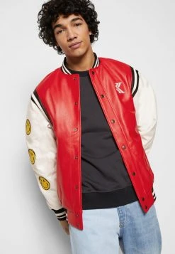 Brandneu 💯 KARL KANI X SMILEY® COLLEGE JACKET - Kunstlederjacke - Red, Herren ⭐ -Karl Kani Verkäufe b86dded4946d4e40b09ea556e39ef488