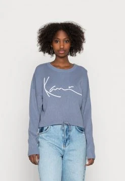 Schlussverkauf ⭐ Karl Kani SIGNATURE CROP CREW - Strickpullover - Blue, Damen ⌛