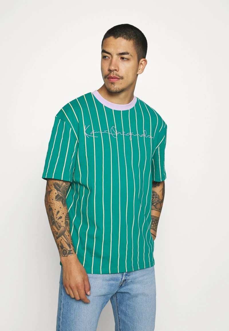 Auslauf 🌟 Karl Kani ORIGINALS PINSTRIPE TEE UNISEX - T-Shirt Print - Green 🛒 1 Auslauf 🌟 Karl Kani ORIGINALS PINSTRIPE TEE UNISEX - T-Shirt Print - Green 🛒