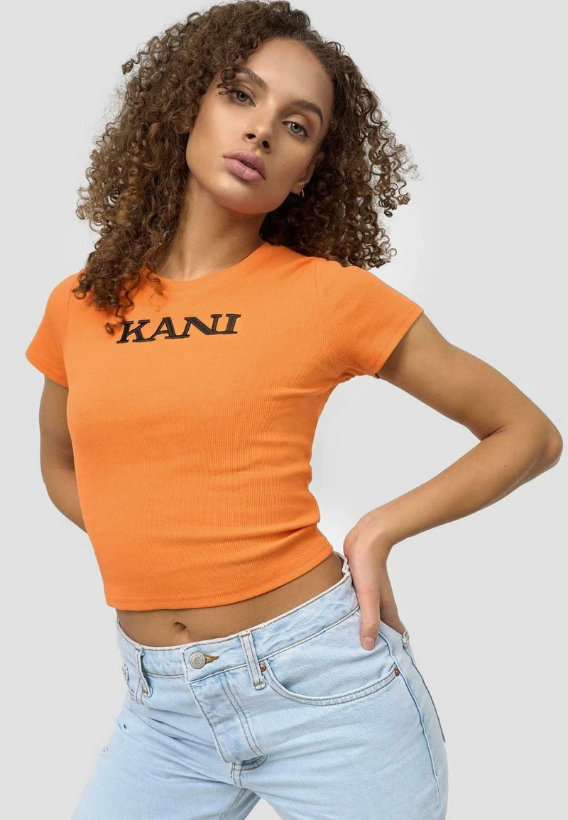 Rabatt ✨ Karl Kani T-Shirt Print - Orange, Damen 😉 1 Rabatt ✨ Karl Kani T-Shirt Print - Orange, Damen 😉