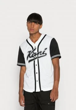Neu 👍 Karl Kani VARSITY BLOCK ⚾ BASEBALL UNISEX - T-Shirt Print - White/black ❤️
