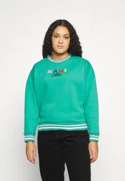 Am billigsten ❤️ Karl Kani RETRO COLLEGE CREW - Sweatshirt - Dark Mint, Damen 🤩
