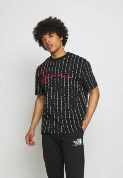 Top 10 ❤️ Karl Kani SIGNATURE LOGO PINSTRIPE TEE - T-Shirt Print - Black, Herren ⭐
